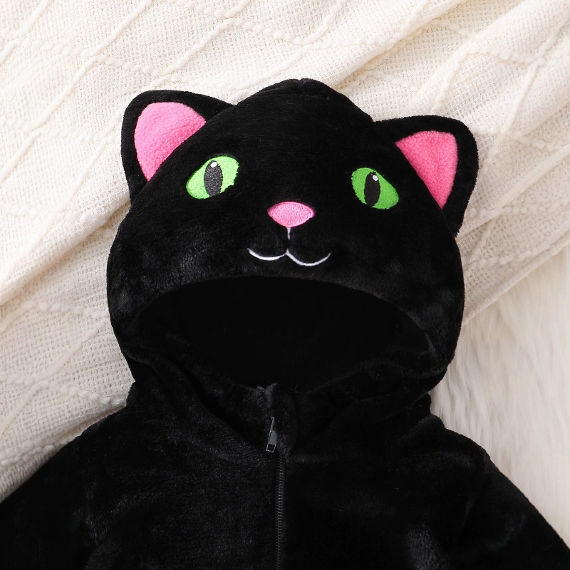 Newborn Baby Black Pink Cat Ro - Cotton Baby Onesies Zipper 评论和价格