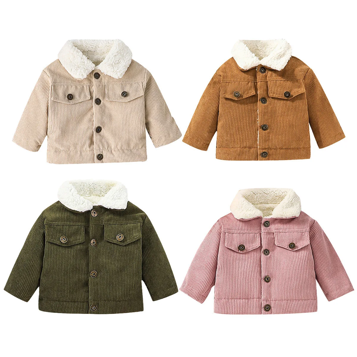 Baby Corduroy Fleece Lined Jac - Toddler Boy Winter Fleece Jacket 评论和价格